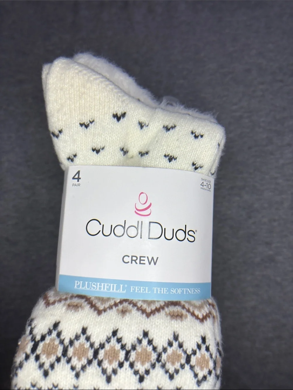 CUDDL DUDS Womens Crew Socks 4 Pack  Super Soft Plush Boot Socks Tan Size 4-10
